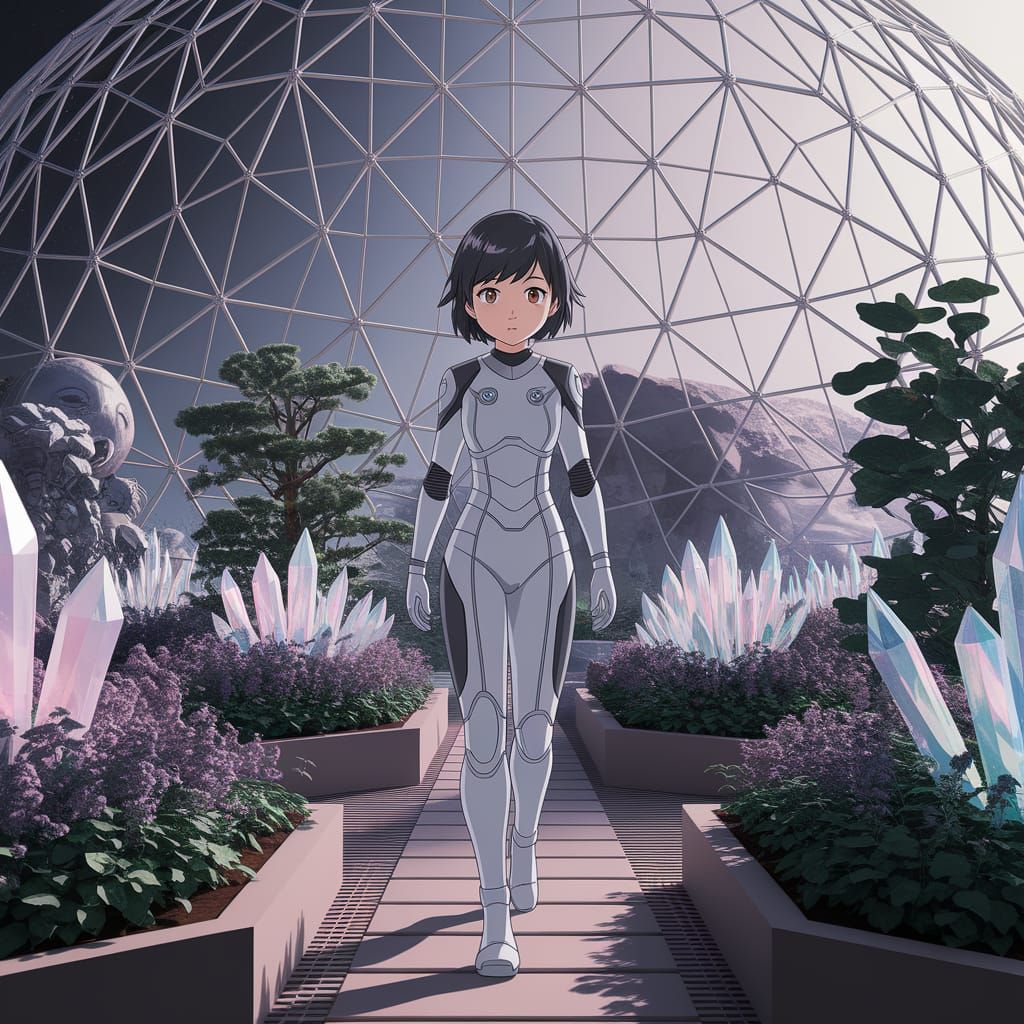 Futuristic Botanical Garden on a Distant Planet in Anime Sty...