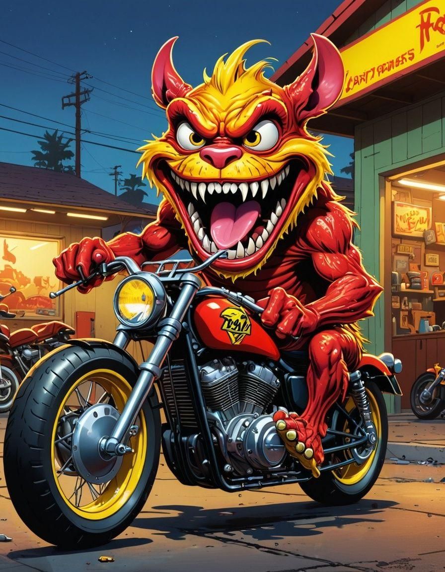 Fluorescent Rat Fink Monster Graffiti Art