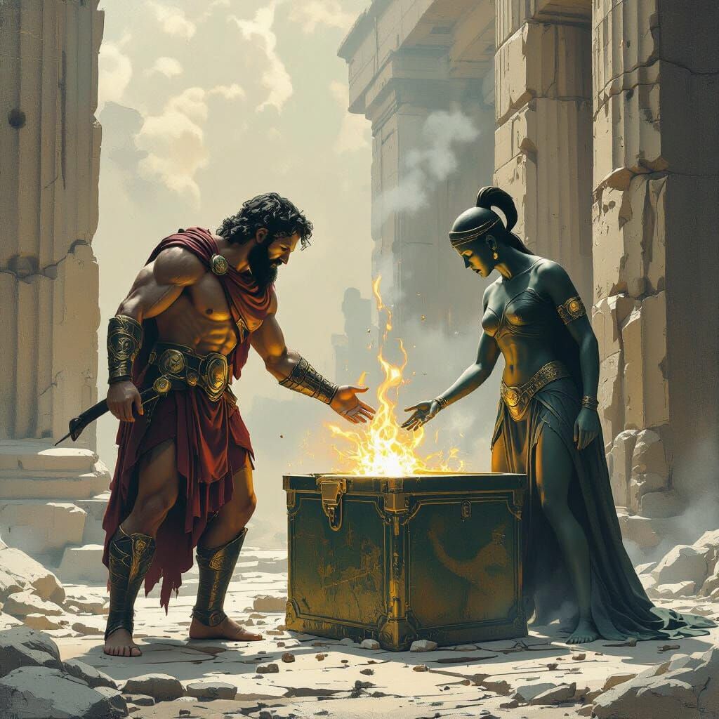 Prometheus Rescues Epimetheus from Pandora's Box