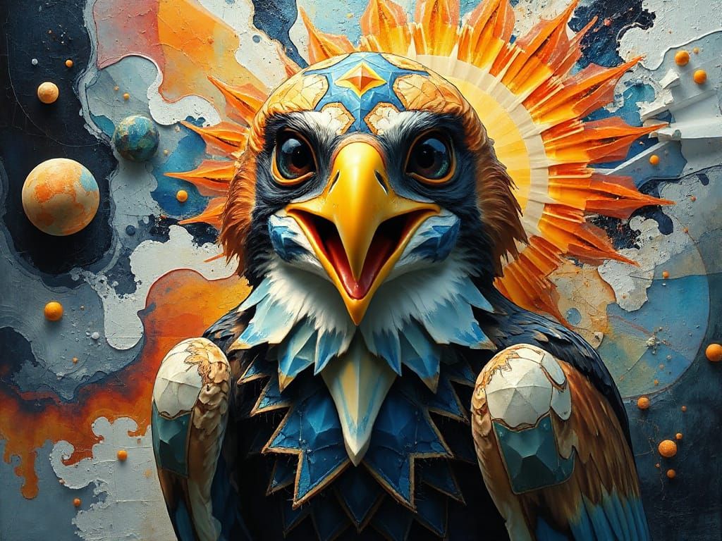 Futurist Bird of Prey in Surreal 3D Style