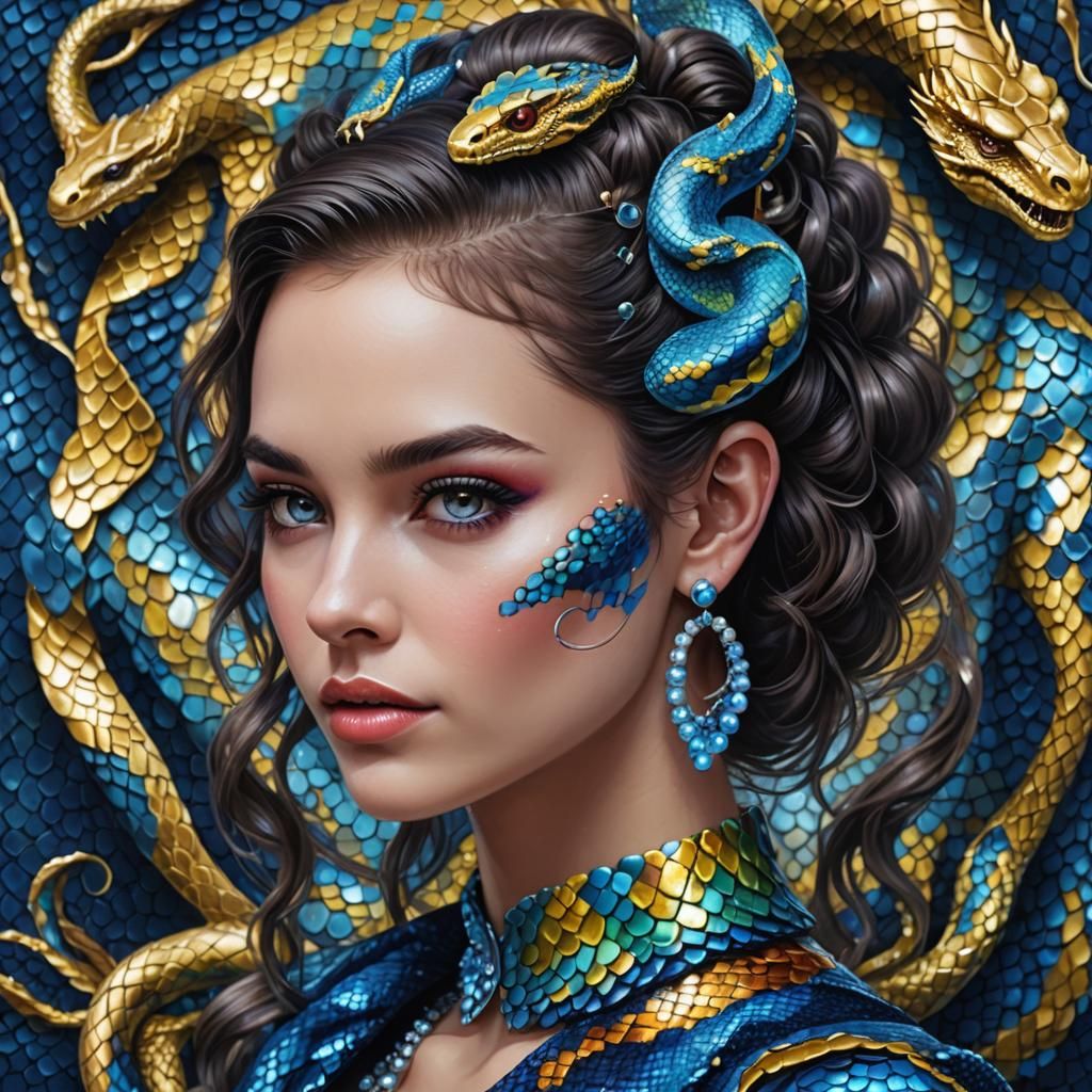 Snakeskin Girl with Dragon Hologram in Ultra HD