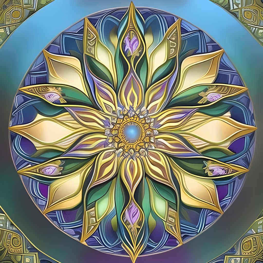 Colorful Flower Mandala in Botanical Art Style