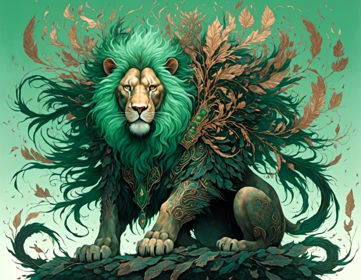 Hyperrealistic Lion in Dark Fantasy Style