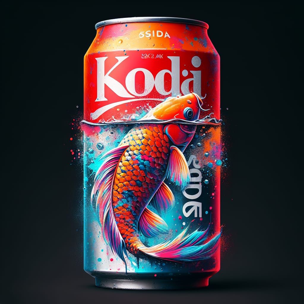 Koi Soda Can: Graffiti Art with Swimming Fish