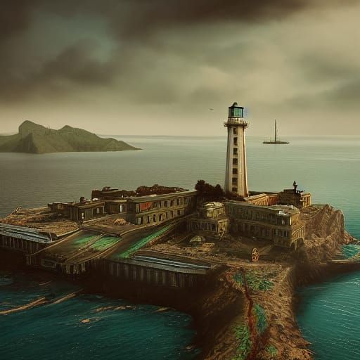 Detailed Matte Painting of Alcatraz Island