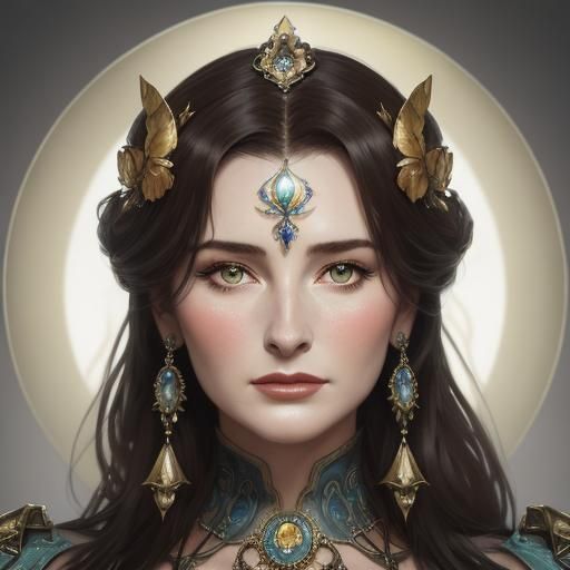 Ornate Portrait with Luminous Glow, Digital Art