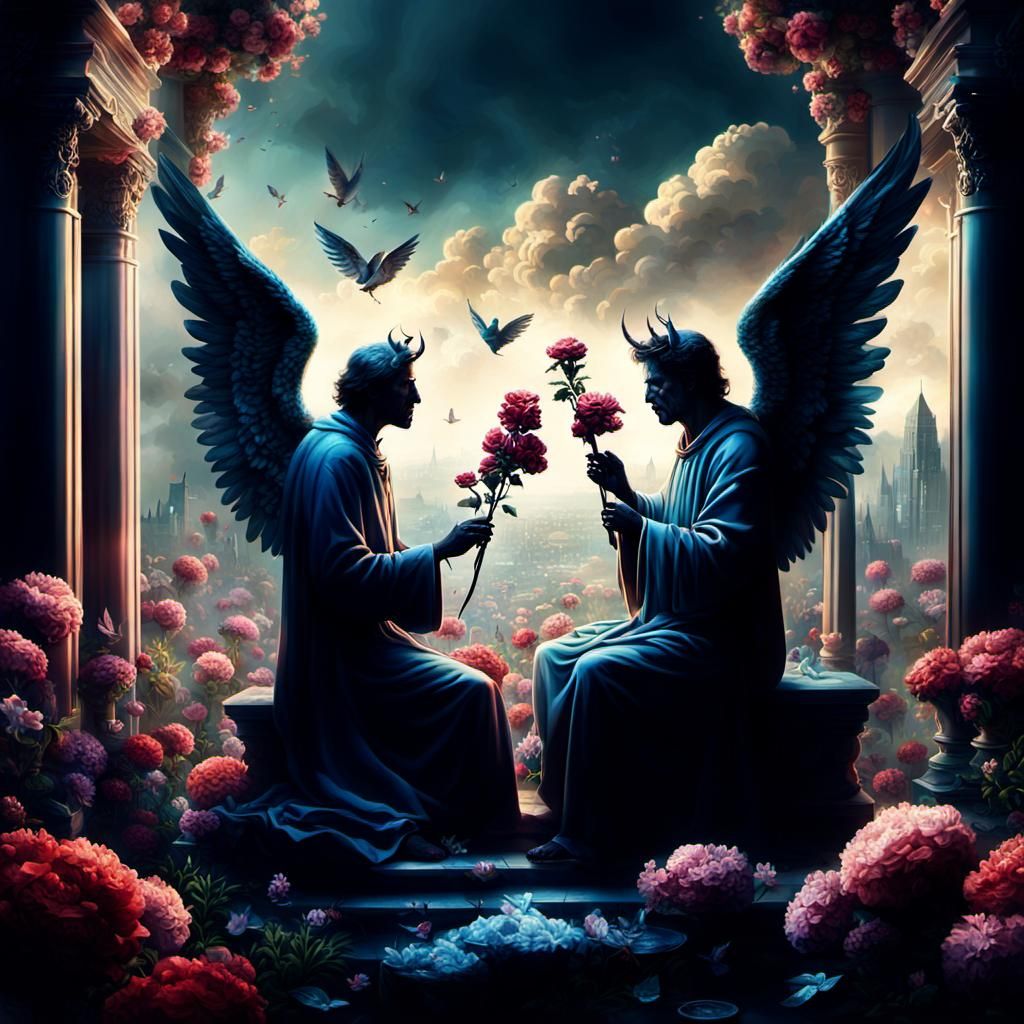 Angels Smoking in Heaven, Devil Picking Flowers