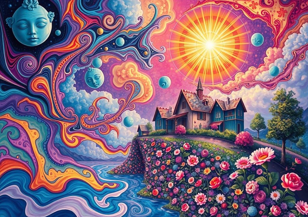 Surreal Dreamscape: Kaleidoscope of Fantasy and Nature