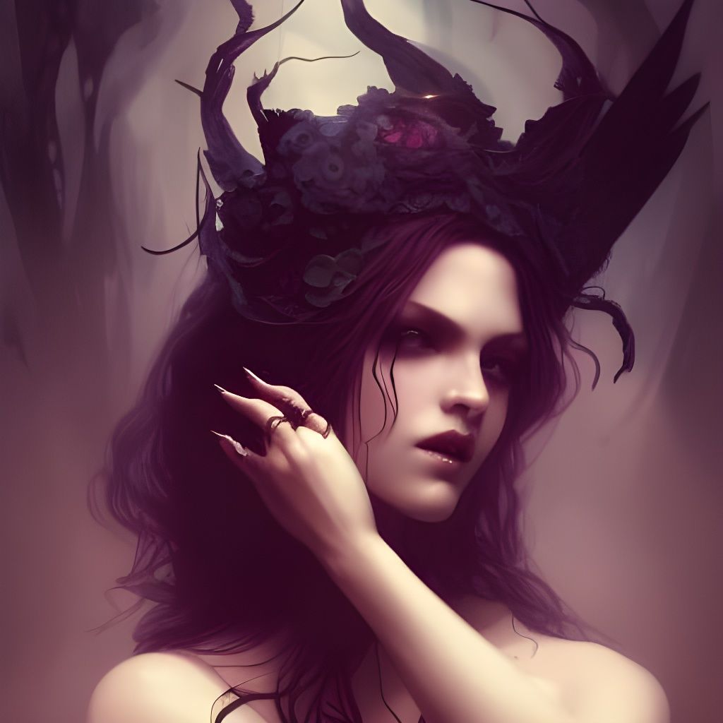 Dark Gothic Fairy with Skull Portrait