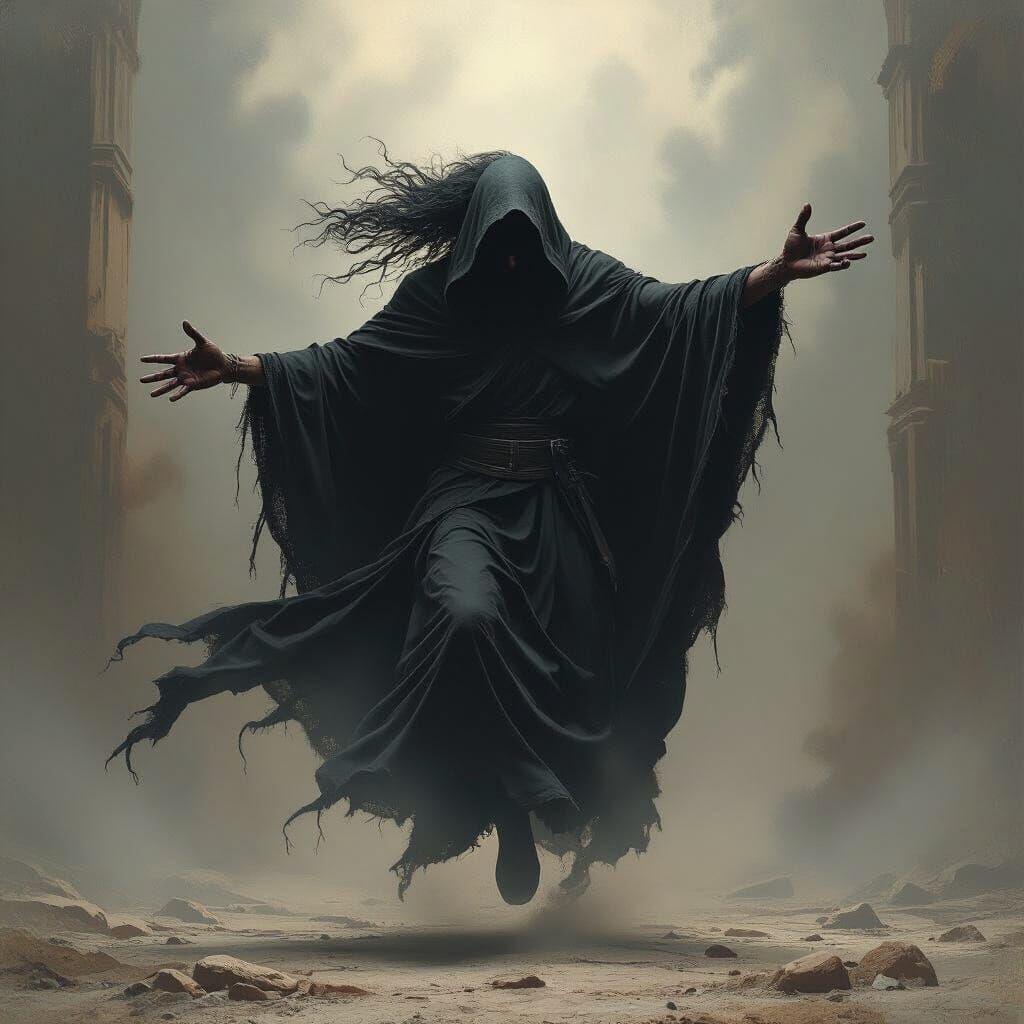 Menacing Cloaked Figure with Severed Limbs