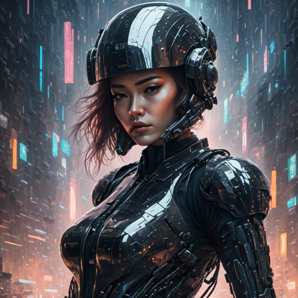 Futuristic Female Paramilitary Trooper in Kevlar