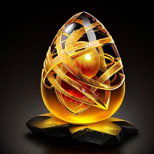 Golden Ring with Runes Encased in Crystal