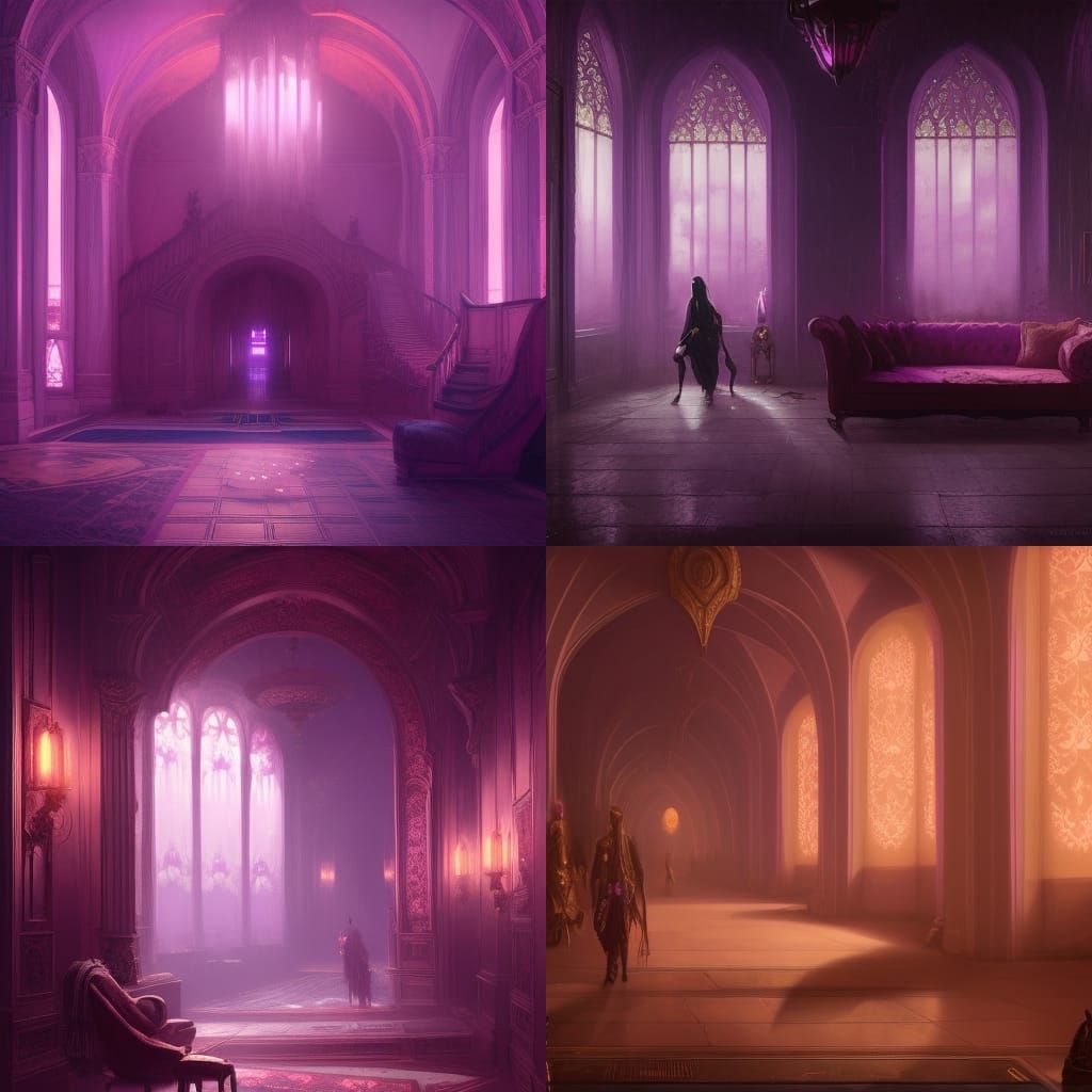 Dark Fantasy Hallway with Royal Furnishings