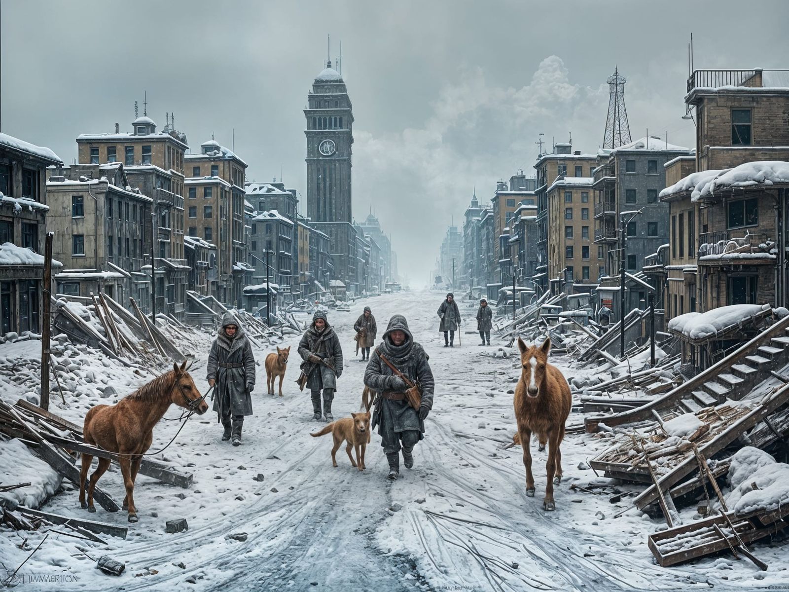 Post-Apocalyptic Winter in a Futuristic Desolate Landscape