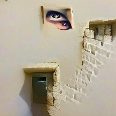 Sinister Figure Lurking in Textured Walls