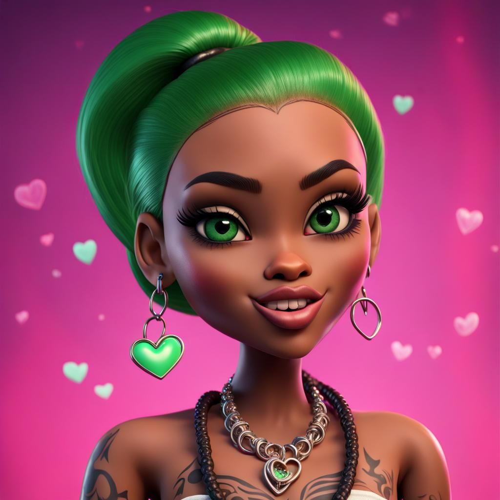 Glamorous Bratz-Style Couple with Tattoos in 3D