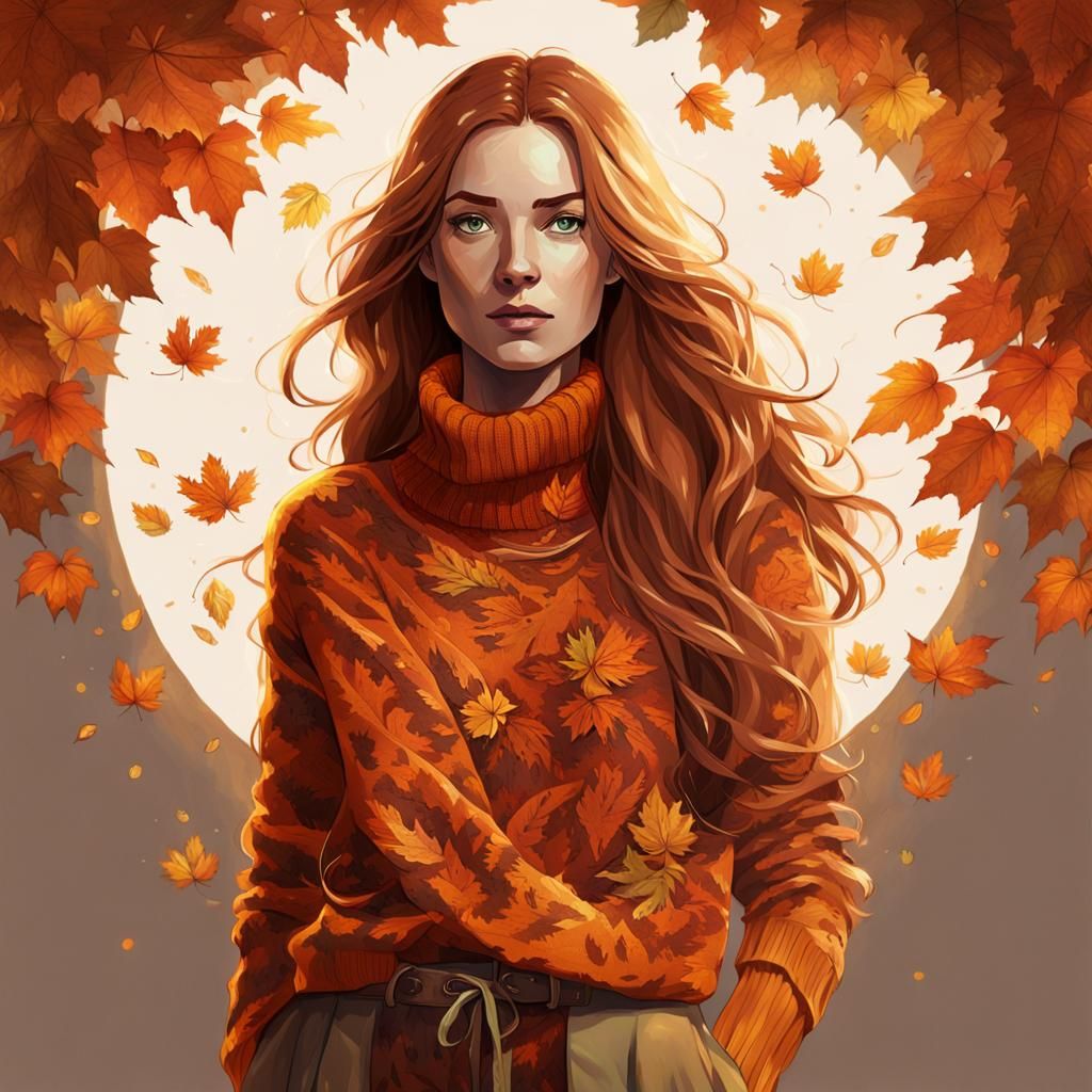 Cozy Autumn Portrait in Digital Art Style