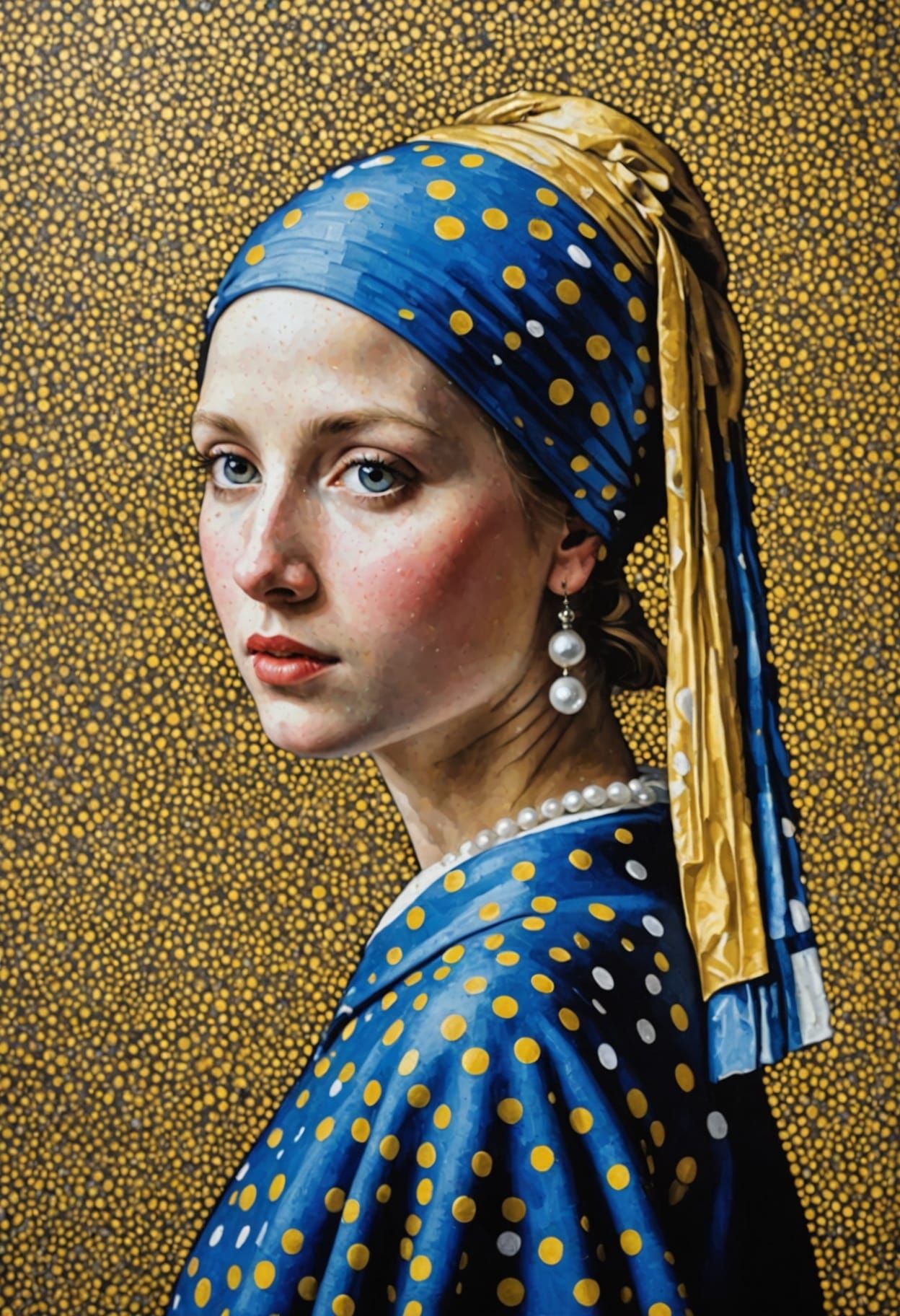 Girl with a Pearl Earring in Pointillism Style