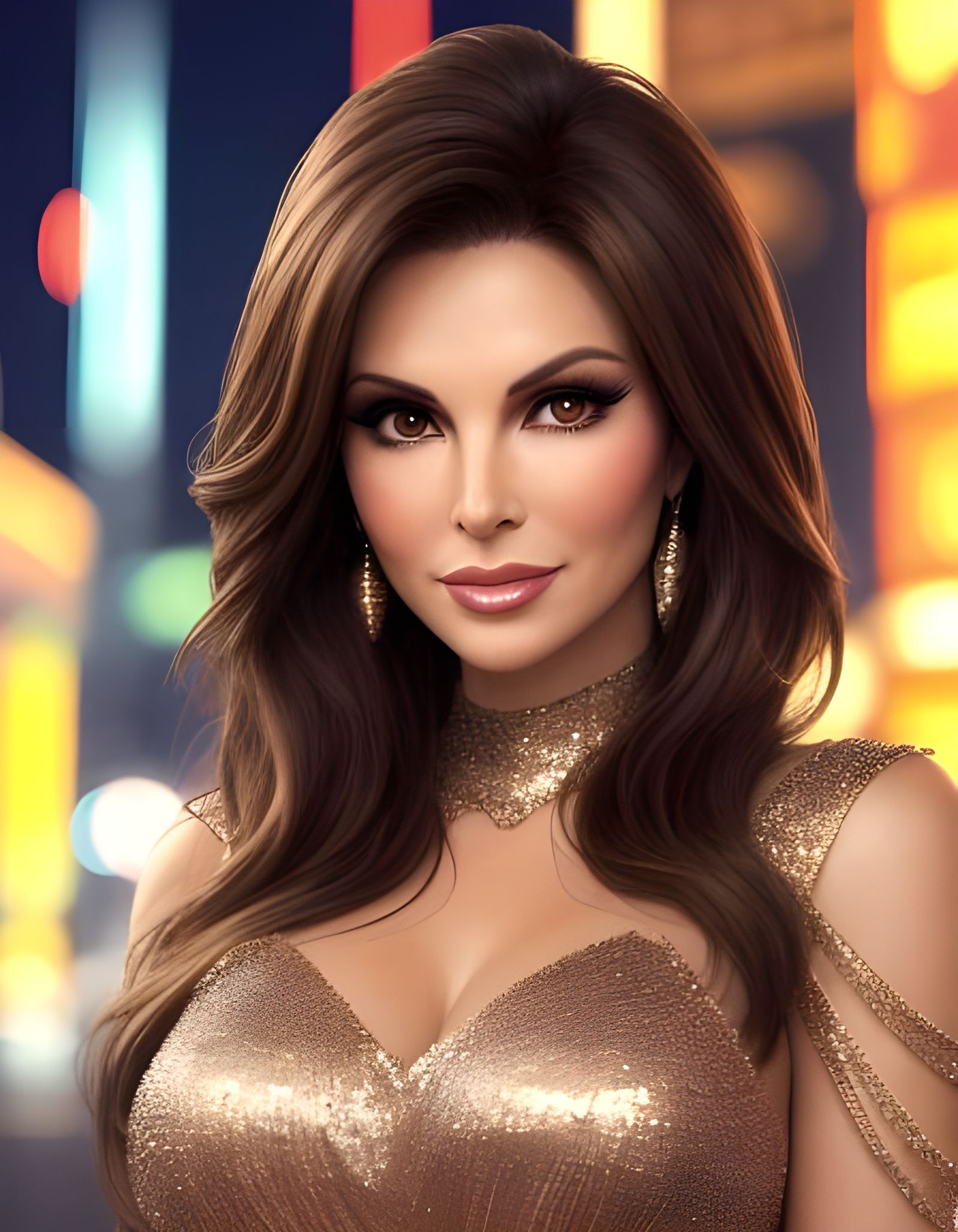 Las Vegas Showgirl Portrait in 1970s Style