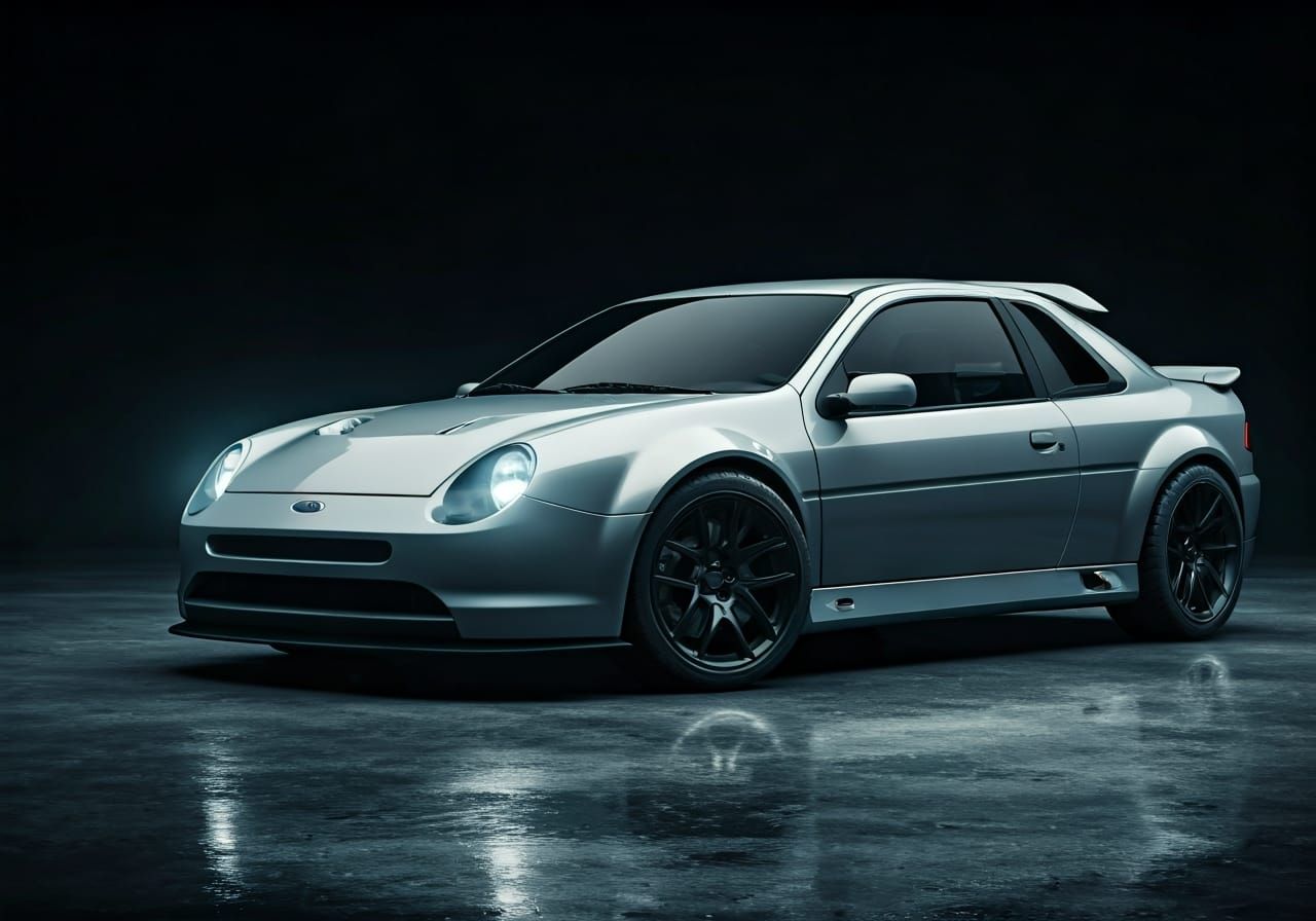 Sleek Ford RS200 Sedan Concept in Cyberpunk Style