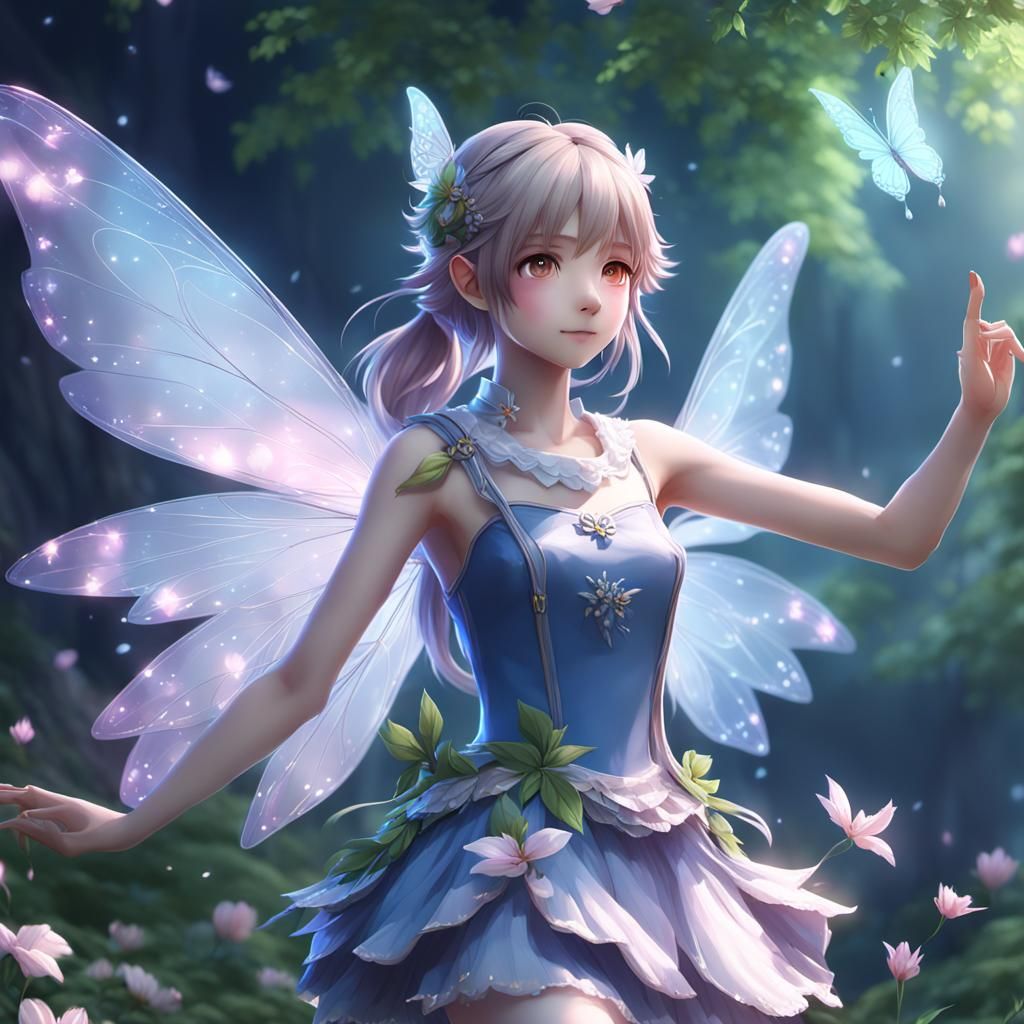 Anime Fairy Waving Goodbye in 3D