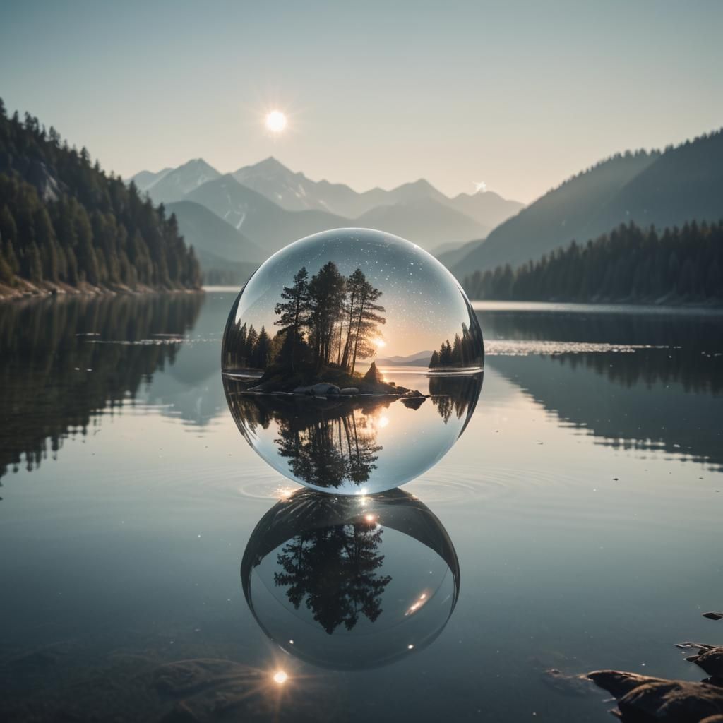 Crystal Orb Reflecting an Alien World