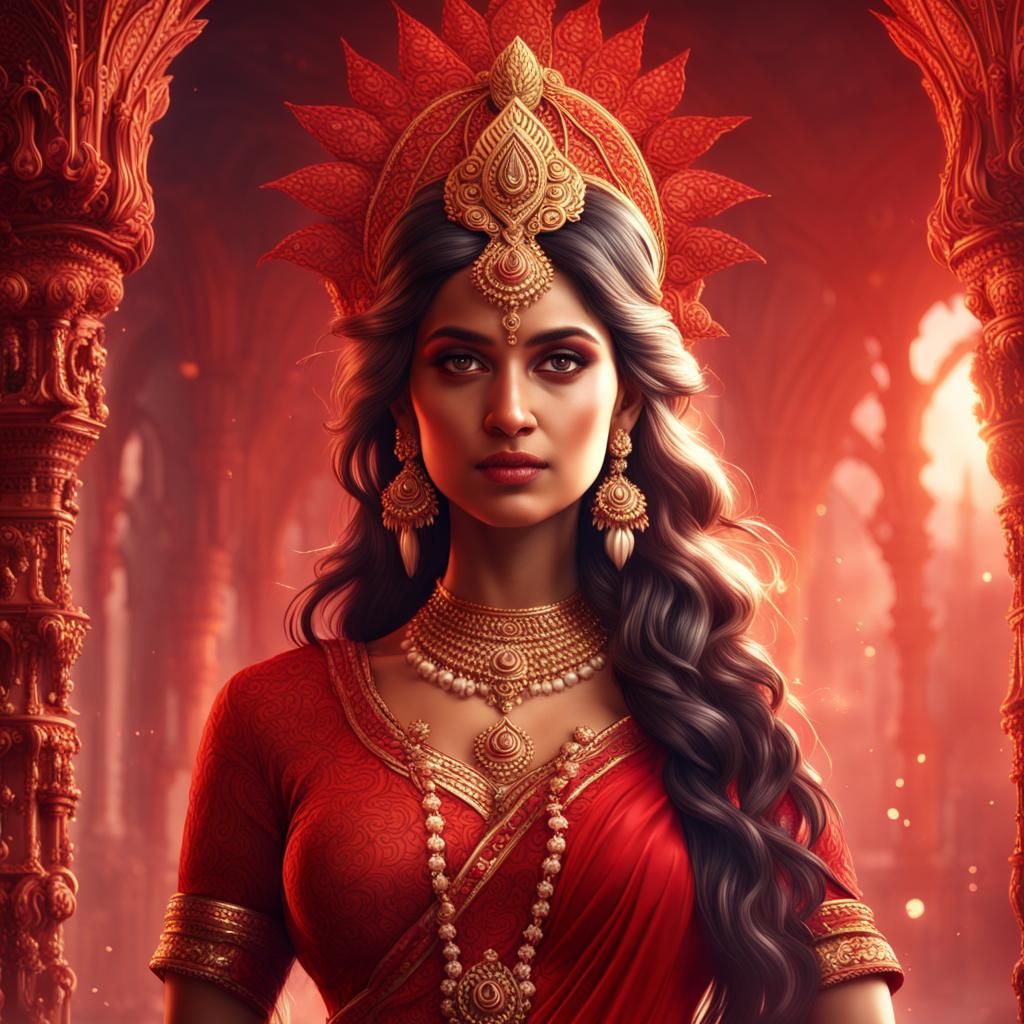Indian Goddess of Love in Detailed Matte Painting