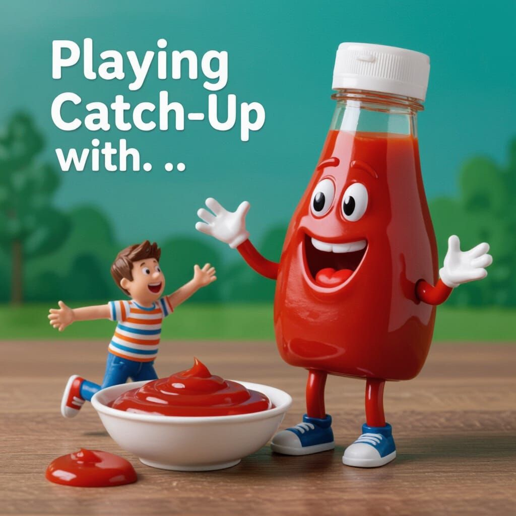 Ketchup Bottles Playing Catch: A Wordplay Illustration