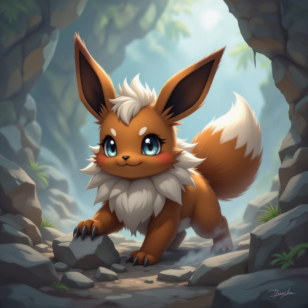 Mudbrown Eeveelution Drills Through Rock: Fantasy Style