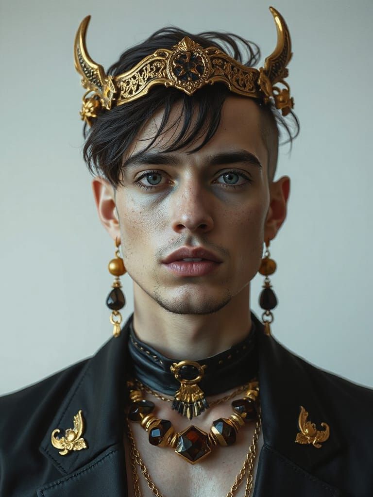 Gothic Male Figure in Luxurious Gilded Attire