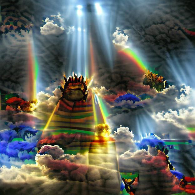 Radiant Rainbow God Rays Through Clouds