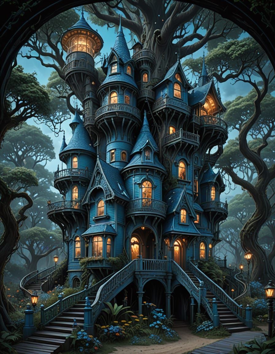 Epic Victorian Manor in Whimsical Forest Wonderland