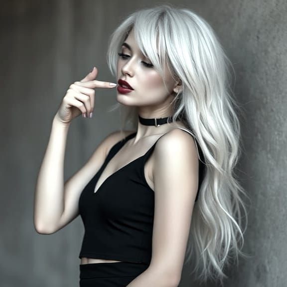 Gothic Thin Beauty in Elegant Black Attire