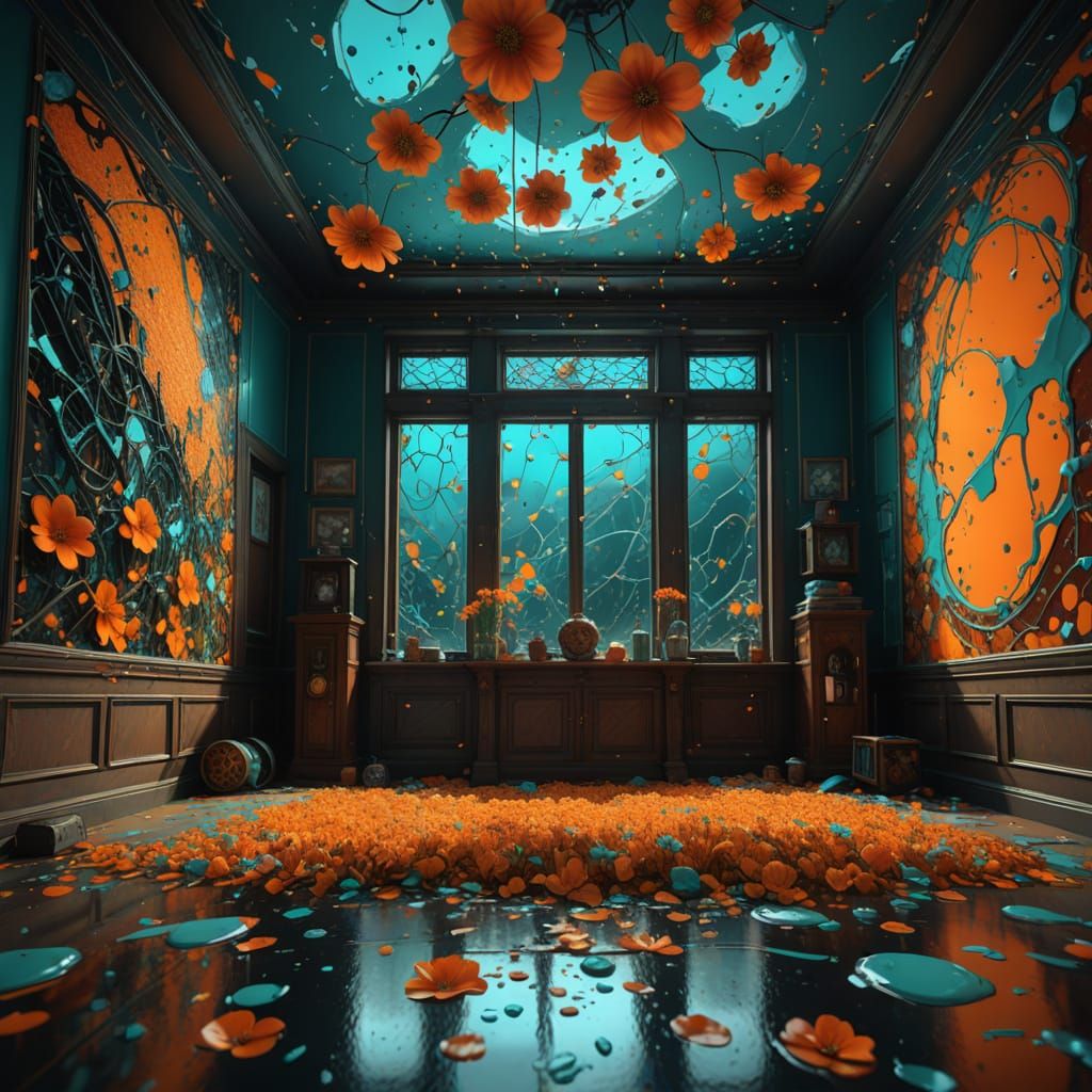 Dreaming Chamber Interior in Triadic Colors