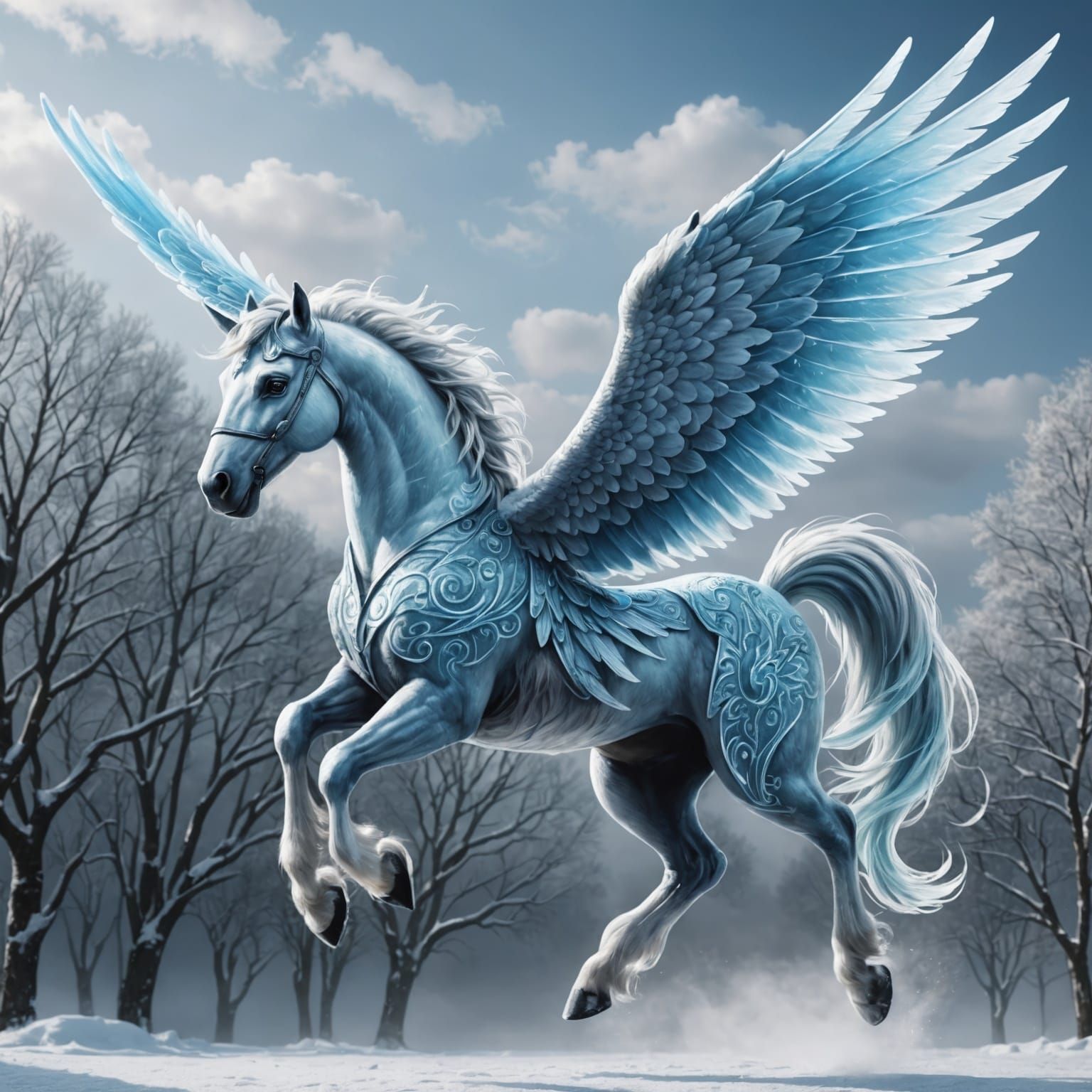 Icy Pegasus in Flight