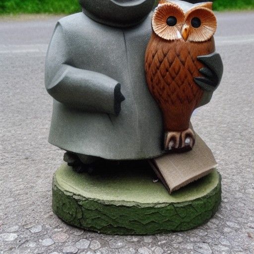 Owl Perched on a Wrocław Dwarf Statue
