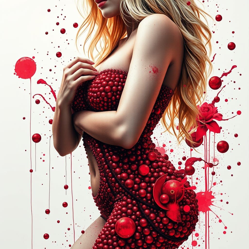 Ethereal Blonde Goddess in Vibrant Orb Art