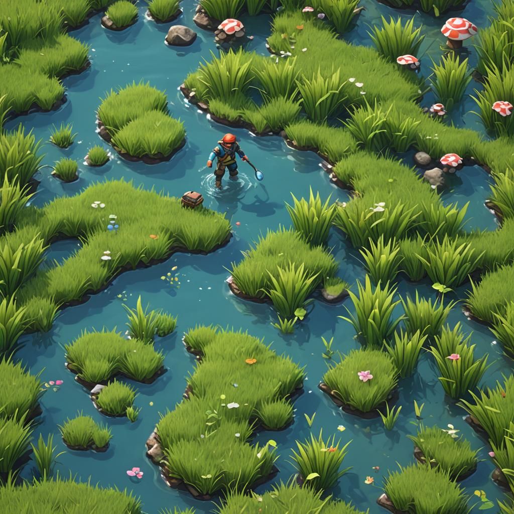 Hyperdetailed Game Hero in Platform Environment