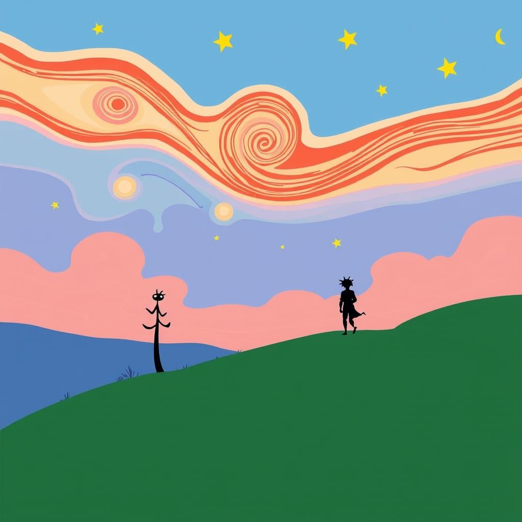 Vibrant Dreamscapes in a Marc Chagall-Inspired Art Style