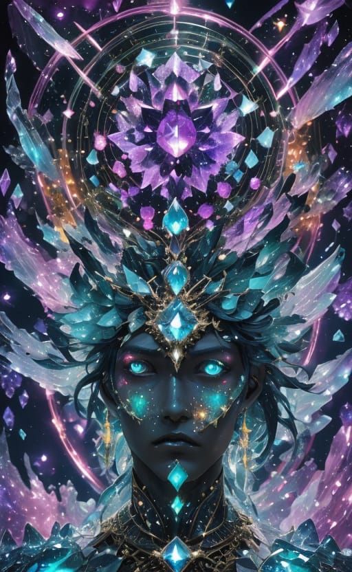 Majestic Crystal Dragon Above Floating Island City