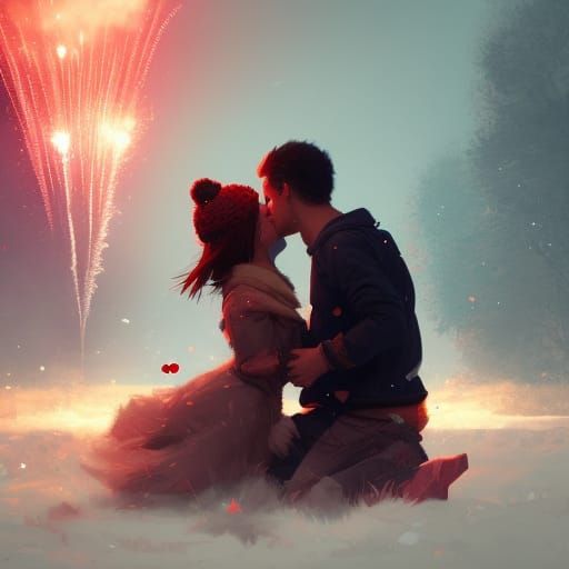 Romantic Winter Kiss