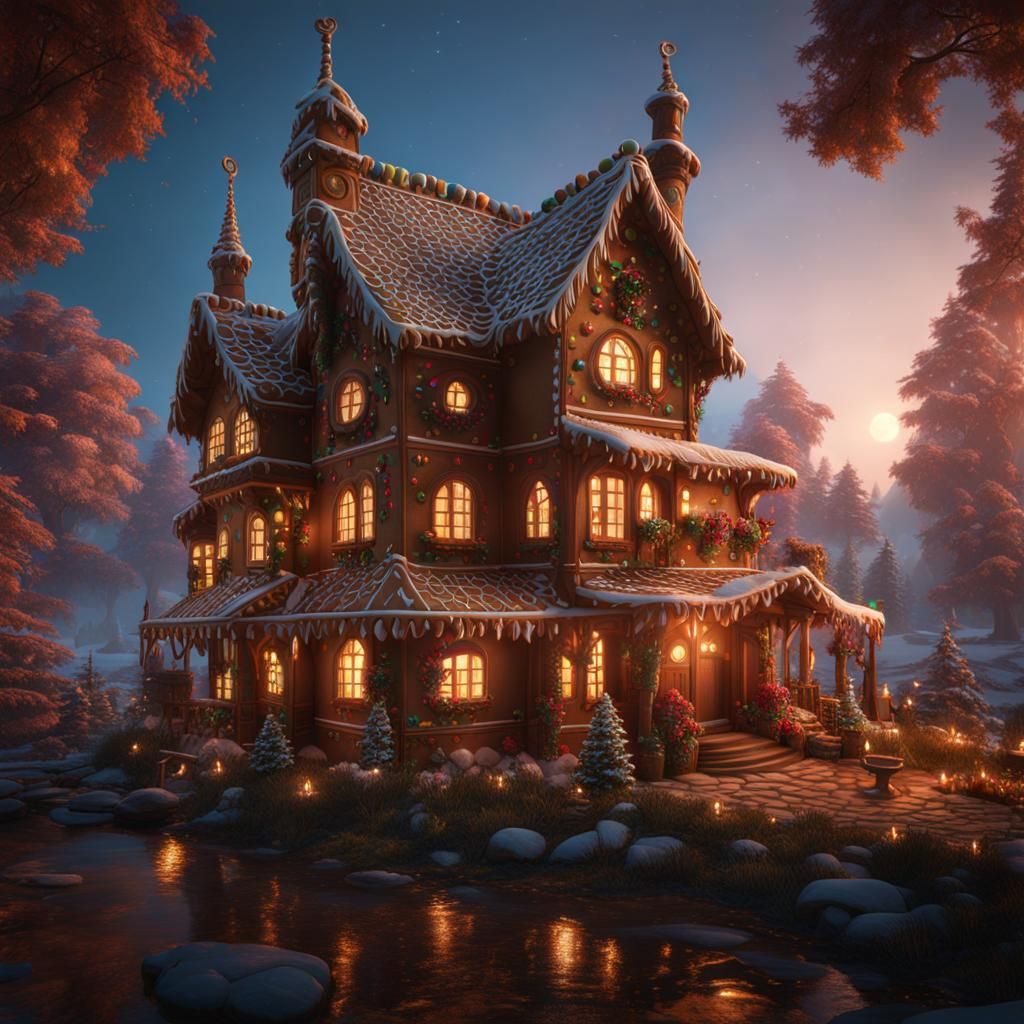 Fantastical Gingerbread House in Detailed Matte Painting