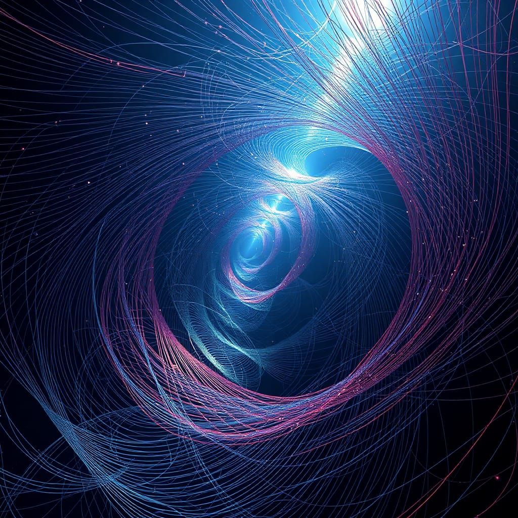 Mesmerizing Multidimensional Spiral String Pattern in Void