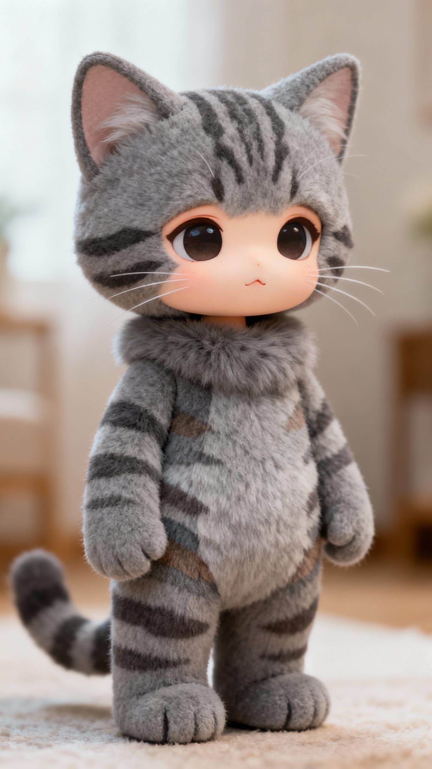 Feline Person in Full Cat Fur Patterned Undercoat