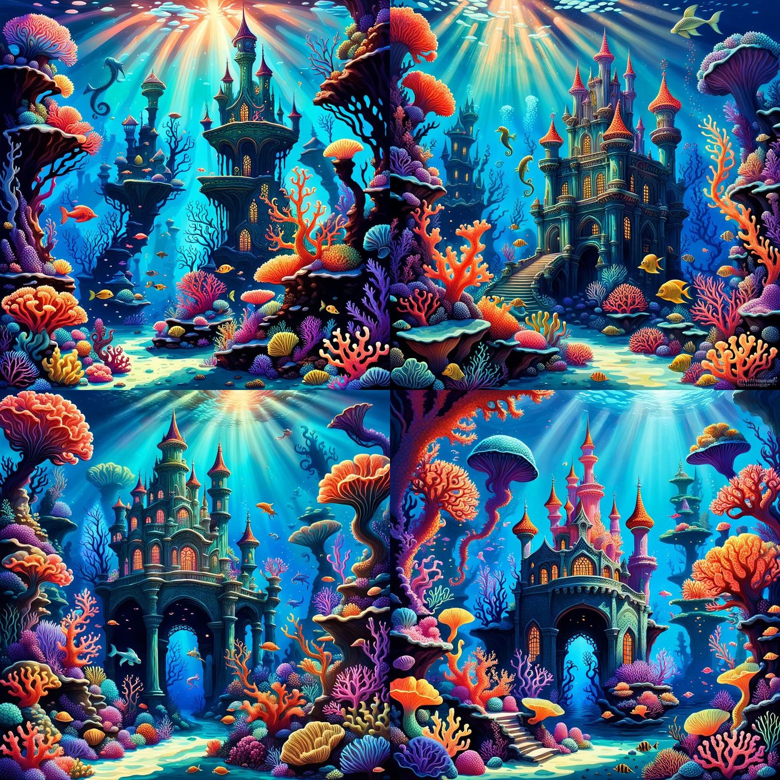 Magical Coral Reef with Mermaids in 3D Art