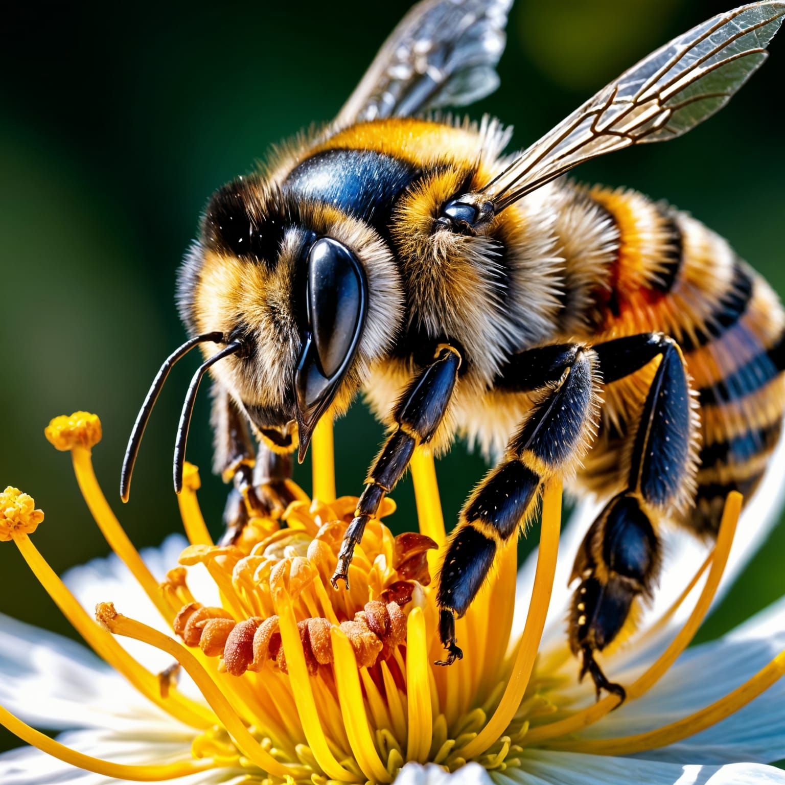 Vibrant Bumblebee in IMAX Macro Photography Style