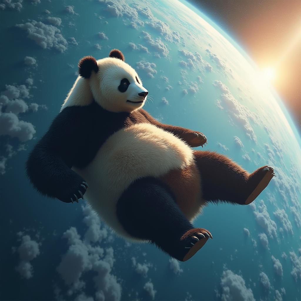 Panda in Space: Detailed Artstation Quality Render