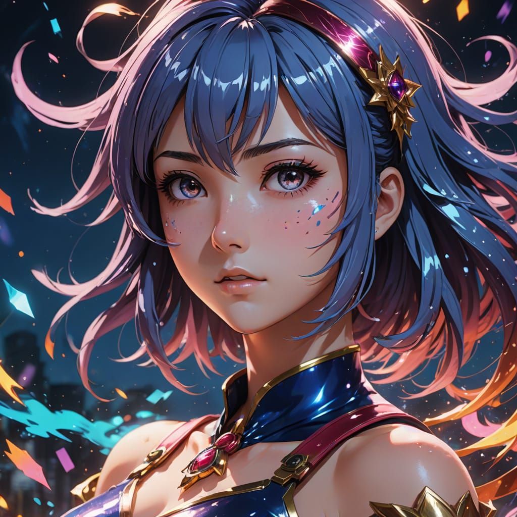 Magical Anime Girl Transformation in Manga Style