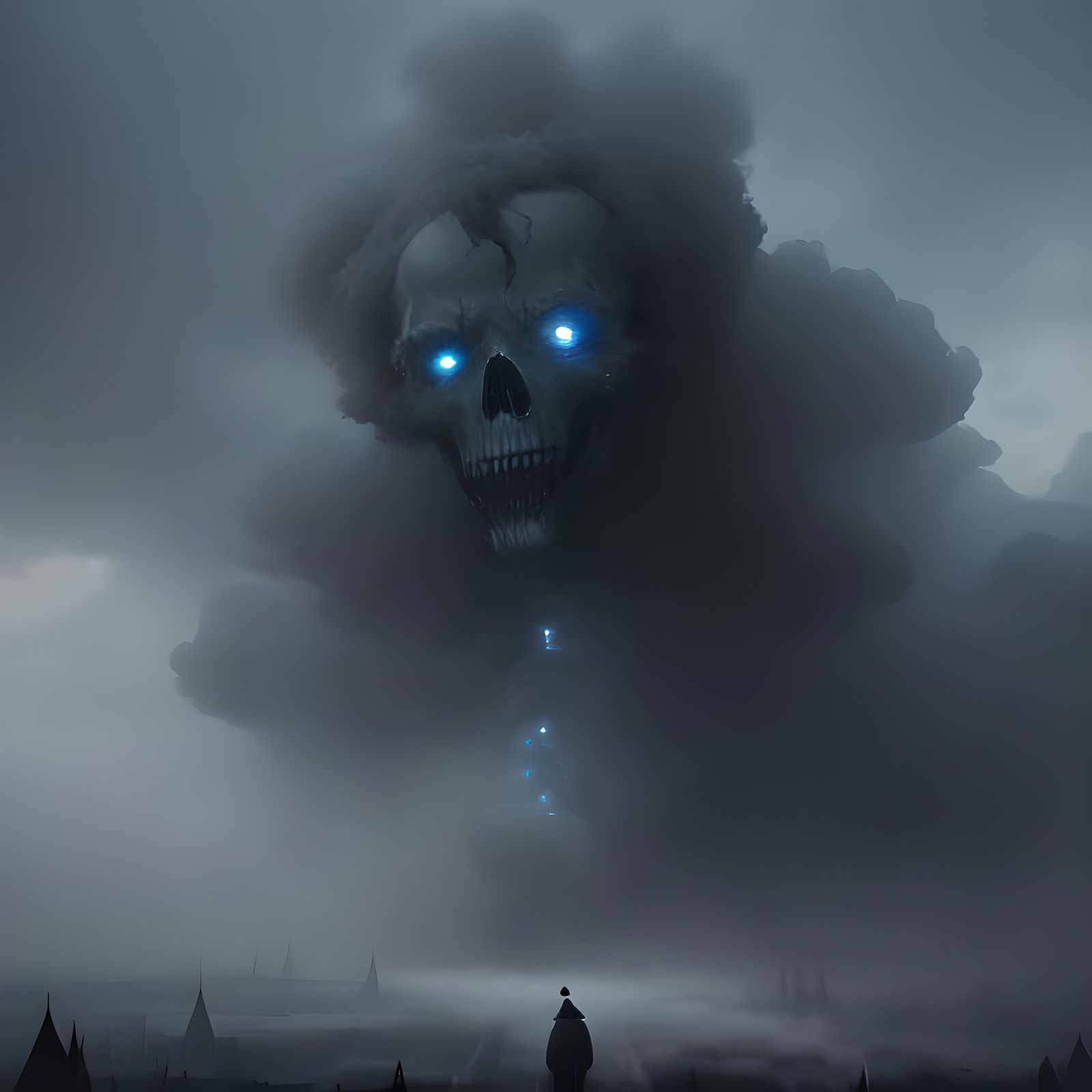 Ethereal Horror: Semi-Transparent Smoke Cloudscape