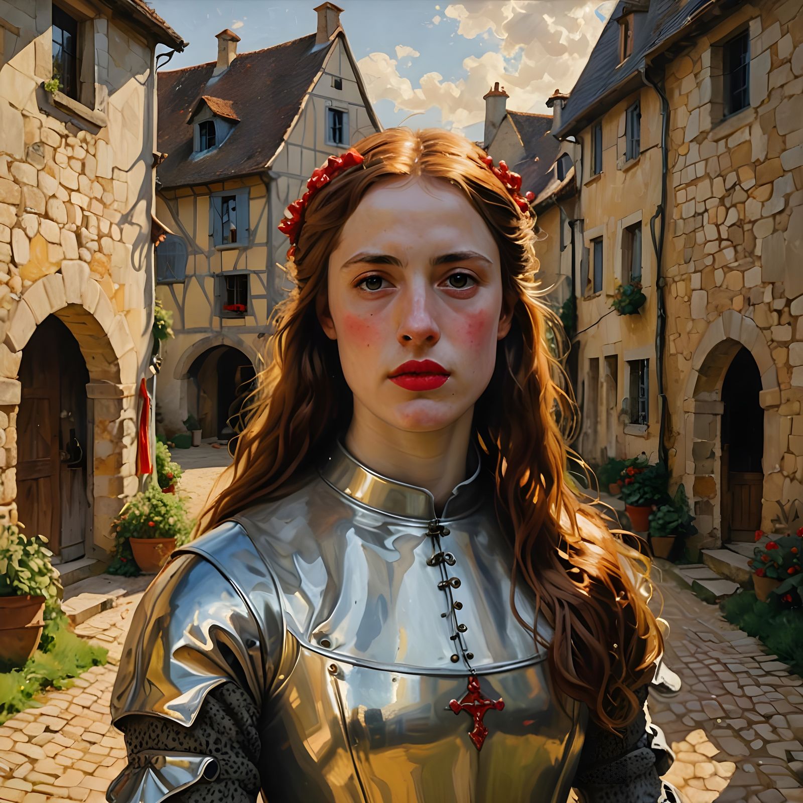 Hyperrealistic Portrait of Joan of Arc in Domrémy